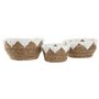 Centre de Table Home ESPRIT Blanc Naturel 30,5 x 30,5 x 14 cm (3 Pièces)