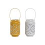 Bougeoir Home ESPRIT Jaune Blanc Fer 15 x 15 x 26 cm (2 Unités)