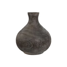 Vase Home ESPRIT Gris foncé Bois de paulownia Colonial Finition vieillie 24 x 24 x 27 cm