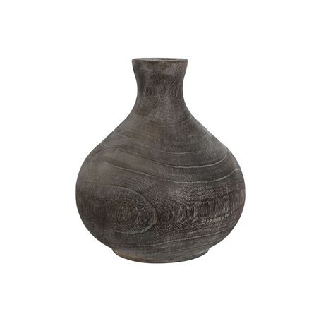 Vase Home ESPRIT Gris foncé Bois de paulownia Colonial Finition vieillie 24 x 24 x 27 cm