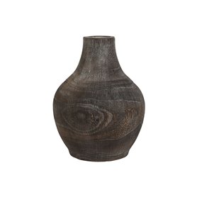 Vase Home ESPRIT Gris foncé Bois de paulownia Colonial Finition vieillie 16 x 16 x 24 cm