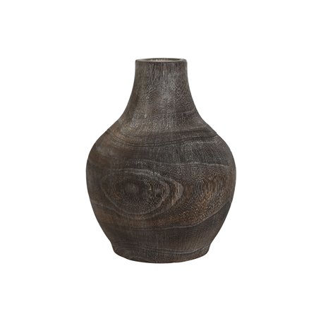 Vase Home ESPRIT Gris foncé Bois de paulownia Colonial Finition vieillie 16 x 16 x 24 cm