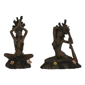 Figurine Décorative Home ESPRIT Marron Yoga Indien 13 x 6 x 16 cm (2 Unités)