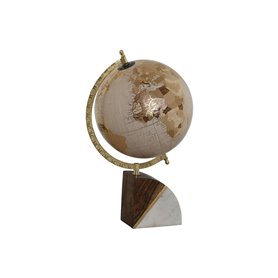 Globe terrestre Home ESPRIT Blanc Doré Naturel Rose clair Vintage 20 x 20 x 37 cm