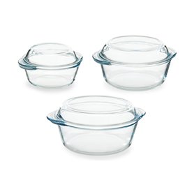 Casseroles 3 Pièces Transparent Verre Borosilicaté