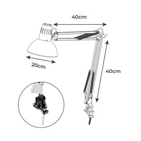 Lampe de bureau EDM Melbourne E27 60 W Flexo/Lampe de bureau Blanc Métal 24 x 98 cm