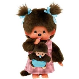 Peluche Monchhichi Maman & Bébé - 20 cm - BANDAI