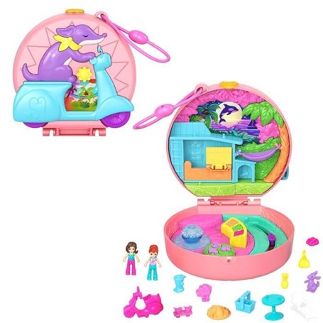 Polly Pocket-Aventure en Mobylette-Coffret 2 mini-figurines et animal HWN98