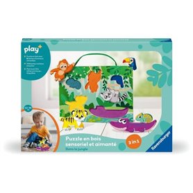 Ravensburger -PLAY + - Puzzle en bois sensoriel et aimanté Dans la jungle  - Des 1 an- version française - 34017