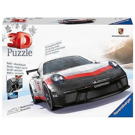 Ravensburger-Puzzle 3D Porsche 911 GT3 Cup-Des 10 ans-108 pieces numérotées a assembler sans colle-Accessoires inclus-11557