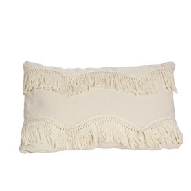 Coussin Romimex Blanc Avec franges 30 x 10 x 50 cm