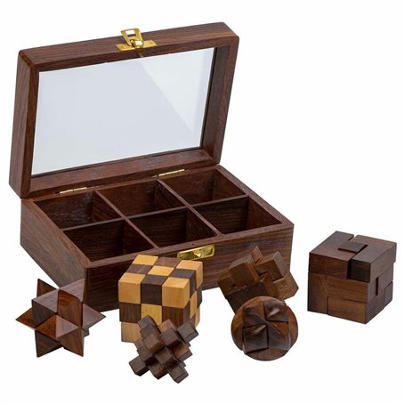 Puzzle Alexandra House Living Marron verre Bois d'acacia 12 x 6 x 17 cm 6 Pièces