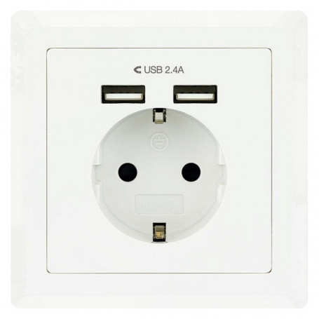 Prise Murale avec 2 Ports USB NANOCABLE 10.35.0010 5V/2.4A Blanc 24,99 €