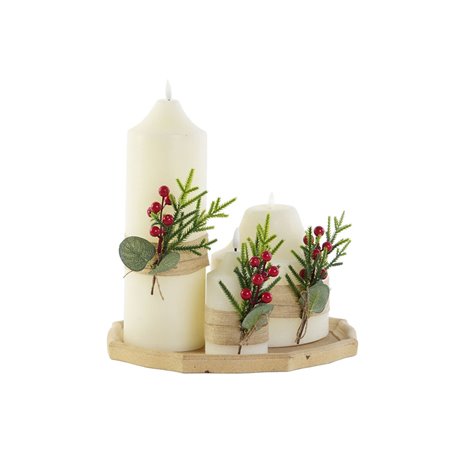 Ensemble de Bougies DKD Home Decor Blanc Vert Noël 7 x 7 x 15 cm