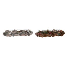 Bougeoirs de Noël DKD Home Decor Blanc Rouge Vert Verre 38 x 13 x 8