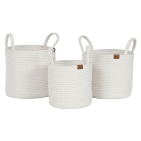 Set de basket Home ESPRIT Blanc Moderne 30 x 30 x 28 cm (3 Pièces)