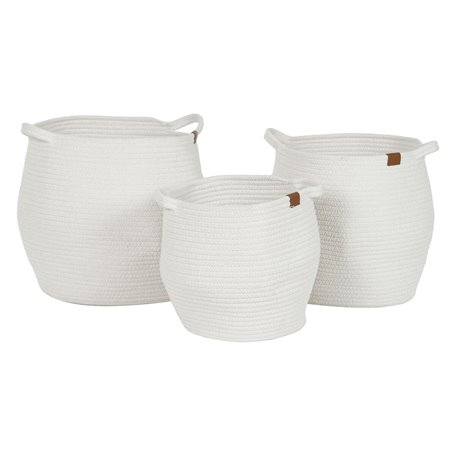 Set de basket Home ESPRIT Blanc Moderne 34 x 34 x 34 cm (3 Pièces)