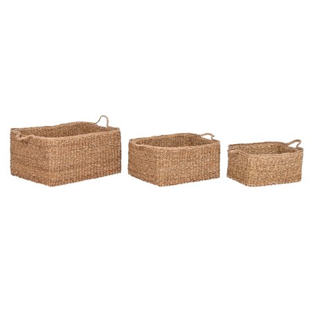Set de basket Home ESPRIT Naturel Fibre naturelle Boho 50 x 40 x 30 cm (3 Pièces)