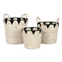 Set de basket Home ESPRIT Noir Naturel Fibre naturelle Boho 37 x 37 x 43 cm (3 Pièces)