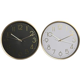 Horloge Murale Home ESPRIT Blanc Noir Aluminium 30 x 4