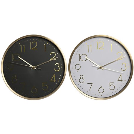 Horloge Murale Home ESPRIT Blanc Noir Aluminium 30 x 4