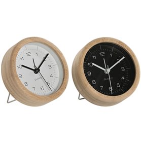 Horloge de table Home ESPRIT Blanc Noir Bambou 10 x 4