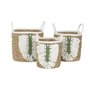 Set de basket Home ESPRIT Blanc Vert Naturel Fibre naturelle Tropical 39 x 39 x 47 cm (3 Pièces)