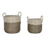 Set de basket Home ESPRIT Blanc Noir Naturel 44 x 44 x 49 cm (2 Pièces)