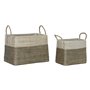 Set de basket Home ESPRIT Blanc Noir Naturel Herbier marin Boho 44 x 25 x 38 cm (2 Pièces)