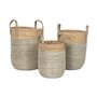 Set de basket Home ESPRIT Blanc Naturel Marron Clair PVC Corde Herbier marin Joncs 44 x 44 x 63 cm (3 Pièces)