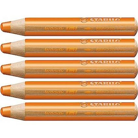 Crayons de couleur Stabilo Woody Orange 3-en-1 (5 Unités)