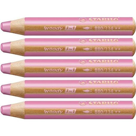 Crayons de couleur Stabilo Woody Rose 3-en-1 (5 Unités)