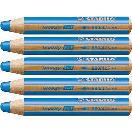 Crayons de couleur Stabilo Woody Bleu 3-en-1 (5 Unités)