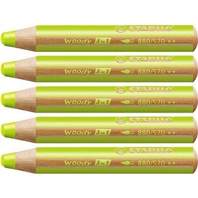 Crayons de couleur Stabilo Woody Vert 3-en-1 (5 Unités)