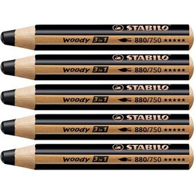 Crayons de couleur Stabilo Woody Noir 3-en-1 (5 Unités)