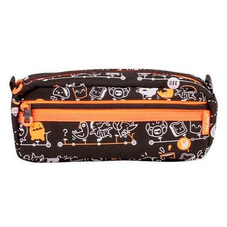 Trousse Fourre-Tout Double Milan Tandem Noir 21 x 8