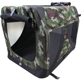 Caisse de transport - M PETS - COMFORT CRATE L - Camouflage - Pliable - Cadre métallique - Grilles d'aération