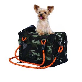 Sac de transport - M PETS - REMIX 2 en 1 Camouflage & Orange - 41 x 28 x 28 cm - Pliable - Léger - Ceinture baudrier