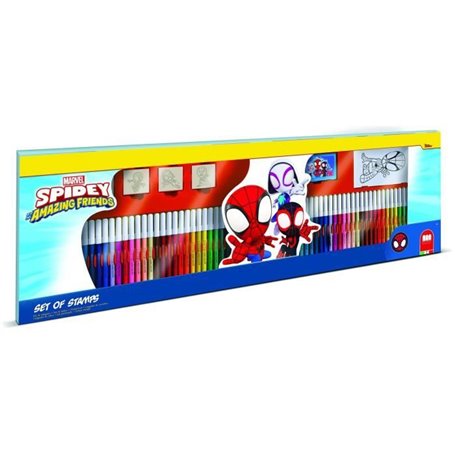 Coffret coloriage - MULTIPRINT - 18135 - 60 feutres 4 tampons Spidey et ses Amis