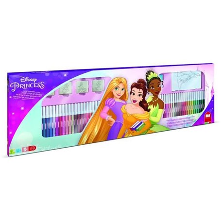 Coffret coloriage - MULTIPRINT - 18660 - 60 feutres 4 tampons Princesses Disney