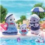 Famille Articulée - SYLVANIAN FAMILIES - Famille Phoque - 4 Personnages et Accessoires de Plage