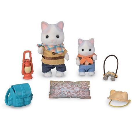 Figurines Articulées - SYLVANIAN FAMILIES - Fils et Bébé Chat Latté - Aventure en Foret Secrete