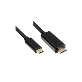 Alcasa GC-M0100 câble vidéo et adaptateur 1 m HDMI Type A (Standard) USB Type-C Noir