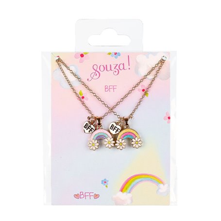 Set de deux colliers BFF arc­ en ­ciel