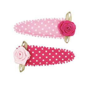 2 barrettes Shanne rose a pois