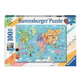 Puzzle La carte du monde - 100 pcs XXL