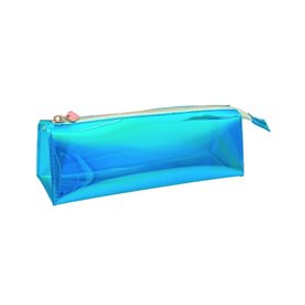 Trousse bleu irise transparente