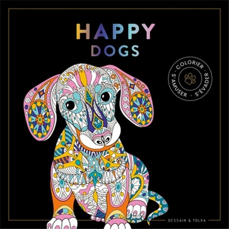 Black coloriage Happy dogs