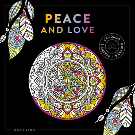 Black coloriage Peace and love