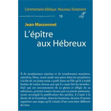 L'EPITRE AUX HEBREUX